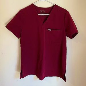 Women’s FIGS Catarina One-Pocket Scrub Top - Small (Burgundy)
